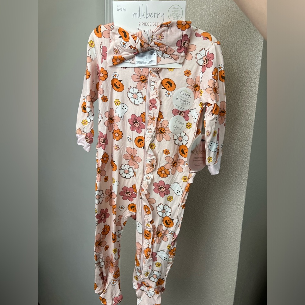 Milkberry Baby Girl Bamboo Halloween Groovy Footie Sleeper